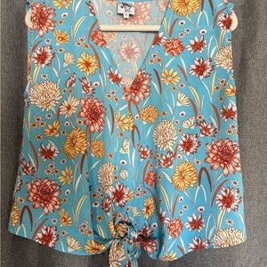 Ivy Jane Blue Floral Sleeveless Blouse